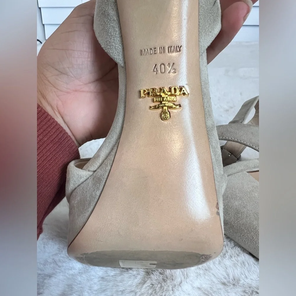 PRADA Nude Suede Platform Heels Size 40.5 (10.5)
